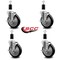 Service Caster 5'' Black Poly Swivel 1-3/8'' Expanding Stem Caster Set with Brake, 4PK SCC-EX20S514-PPUB-BLK-TLB-138-4 - alternate 2